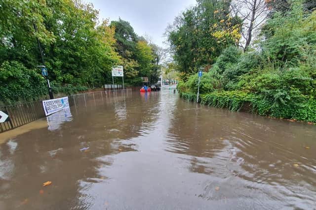 Dolphin Road in Haywards Heath is closed due to flooding. Photo: Sussex Special Constabulary
