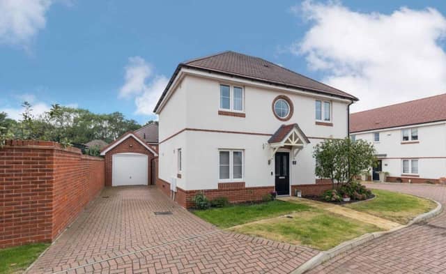 This three-bedroom family home is in a cul-de-sac location and is on sale with offers invited over £475,000