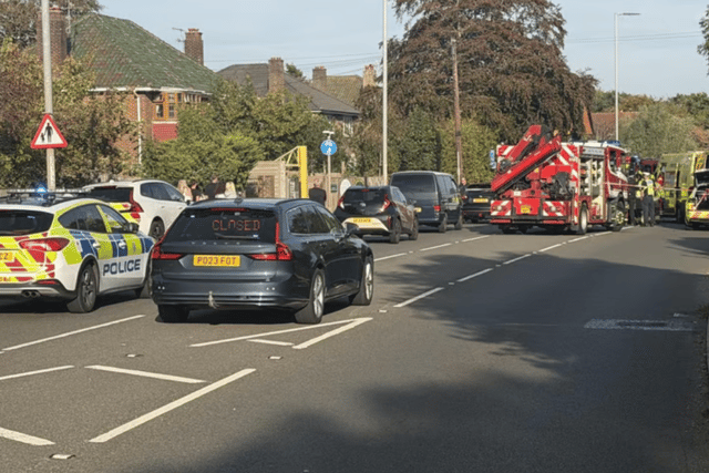 A collision involving a car and a bicycle was reported on the A27 in Worthing, prompting a response from police, ambulance crews and firefighters. An air ambulance also landed nearby. Photo: Sussex News and Pictures