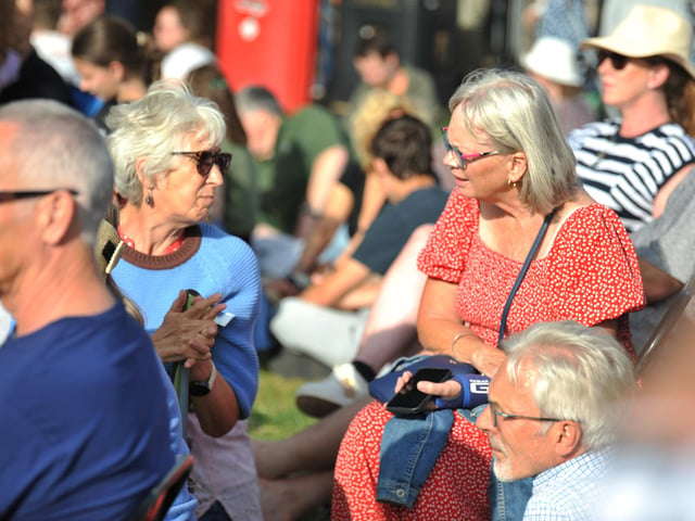 Crowds gather ahead of the Arundel RNLI Duck Race on Bank Holiday Monday.