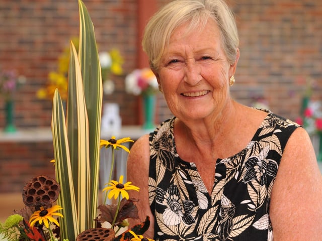 Christine Dunham with her first place. Felpham and Middleton Horticultural Society Flower and Produce Show. Pic S Robards SR2208132