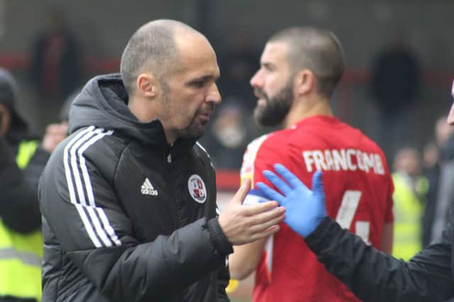 Matthew Etherington, who was appointed last Sunday as Kevin Betsy’s permanent successor, is managing his first game for the Reds as they try to revive their difficult start to the season. Photo: Cory Pickford