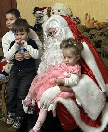 Santa with Ukrainian orphans