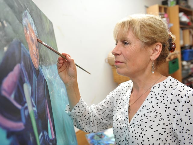 Claire Phillips - artist. Working on her collection inspirational older people doing extraordinary things. SR2507281 Pic Steve Robards/Nationalworld