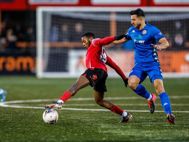 Action from Eastbourne Borough's 2-0 home loss to Worthing in National South