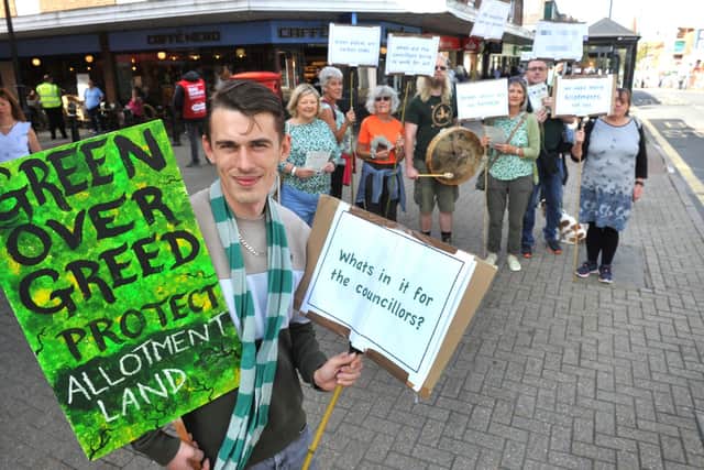 A joint protest by Burgess Hill Allotments Association and Burgess Hill Residents Association took place on Saturday, October 7, in Church Walk, Burgess Hill