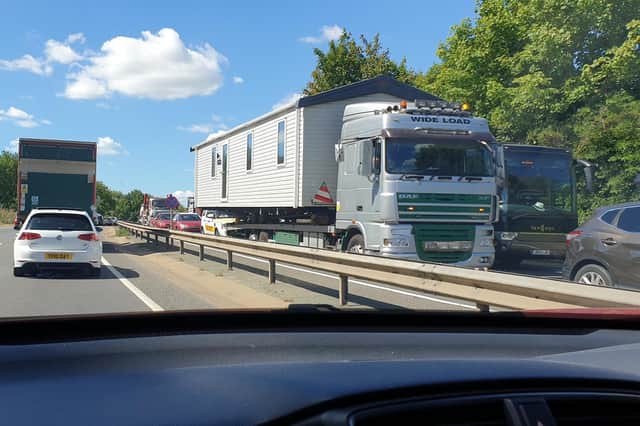 Gridlocked traffic on the A27 this afternoon