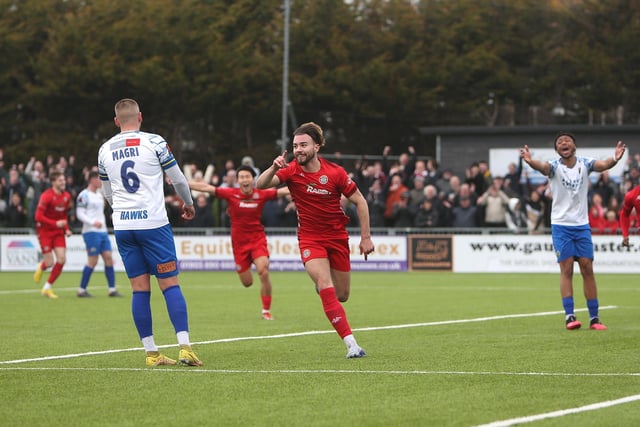 Action and goal celebrations from Worthing FC's 3-2 National South win over Havant and Waterlooville at Woodside Road