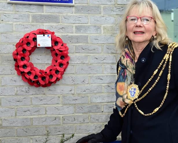 Mayor of Brighton unveils plaque honouring victims of WWII bombing at Ravilious House, Lewes Road