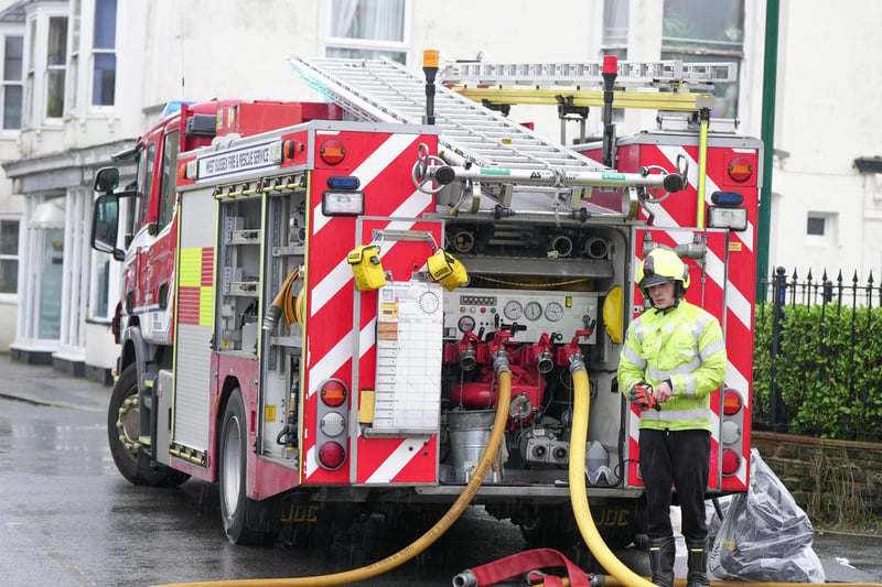 A fire engine at the scene of the blaze