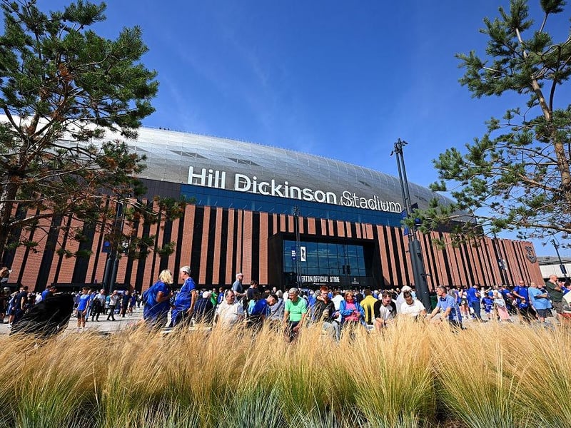 General view outside the stadium as fans gather prior to the Premier League match between Everton and Brighton & Hove Albion at Hill Dickinson Stadium