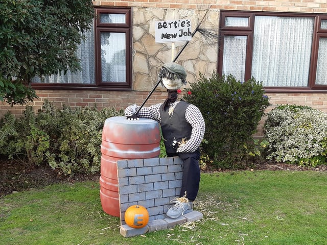Some of the super scarecrows created for the Ferring Scarecrow Festival 2022, raising money for 1st Ferring Scouting Group. Some have pumpkins displaying a letter, five in North Ferring and nine in South Ferring. Unscramble them to enter the prize draw. Trail maps available at Brown's Natural Pet store.