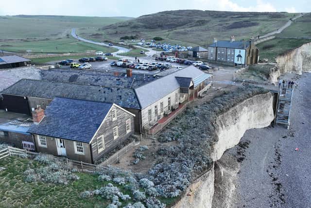 NATIONAL TRUST VISITOR CAFE AT BIRLING GAP SUSSEX  EAST HAS CLOSED RESTURANT AND MOVED IT TO THE REAR OF THE BUILDING DUE TO A RECENT CLIFF FALL 15 -1-23