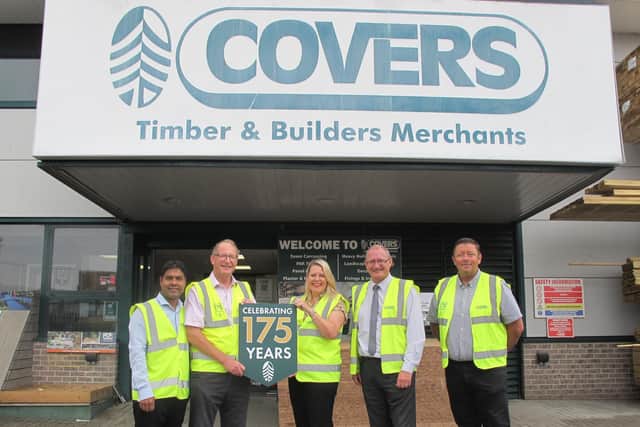 Mid Sussex MP Mims Davies at Covers Timber and Builders Merchants in Burgess Hill