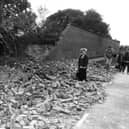 The 15ft-high wall to the Bishop's Garden in Chichester was demolished by an uprooted tree