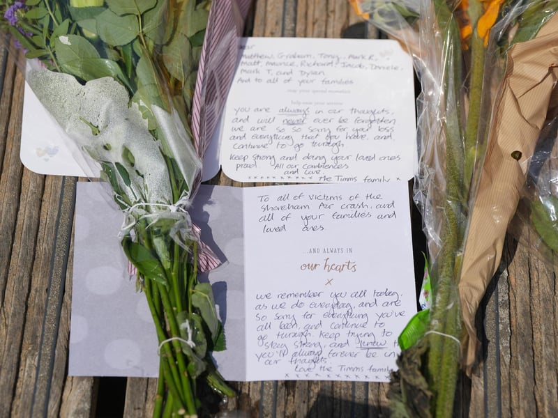 Tributes were laid on the Shoreham Old Tollbridge