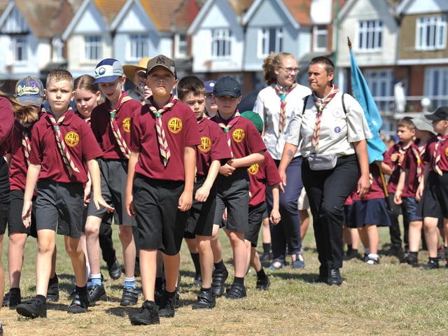 The Littlehampton Armed Forces Day parade on June 24, 2023, with veterans and uniformed groups