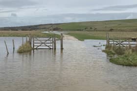 The beach at Seven Sisters Country Park was inaccessible today (March 1) following flooding. Picture: Seven Sisters Country Park