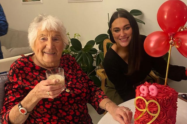 Crawley resident Joan Izzard celebrates her 100th birthday on Wednesday, February 7. Here she is pictured celebrating her 99th birthday