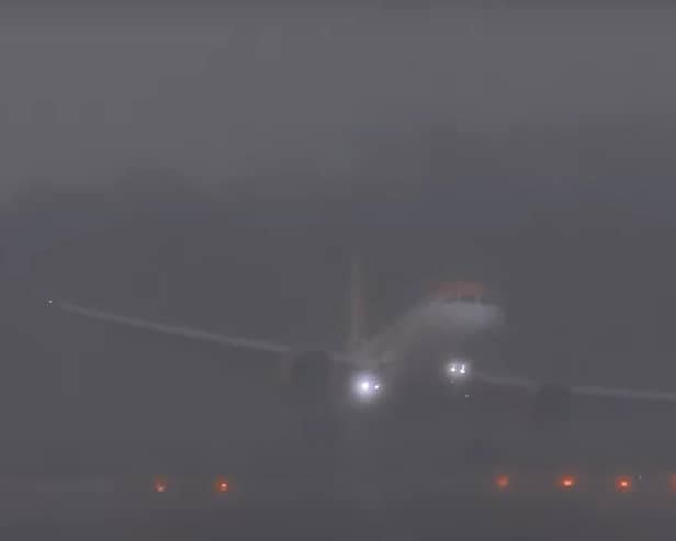 Footage from Gatwick shows one flight that had to abort its landing. Image: SDTV Live