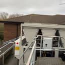 One of the new chillers being craned over Spire Gatwick Park Hospital, Horley.