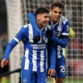 Stefanos Tzimas (left) suffered a serious-looking injury in the first-half against Aston Villa, whilst Brighton teammate Yasin Ayari (right) missed the match due to a muscle problem.  (Photo by Carl Recine/Getty Images)