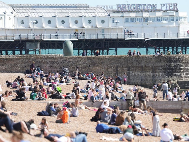 Brighton beach is busy in the welcome Easter sunshine