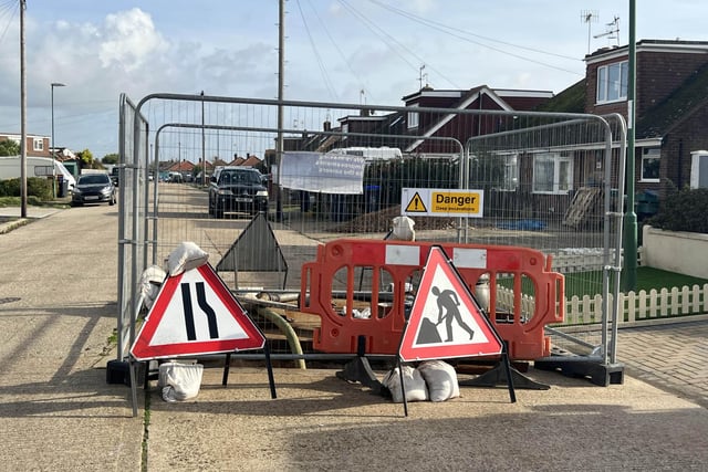 Southern Water has apologised for the ongoing disruption on the A259 in Lancing, where traffic management is in place and tankers used to manage sewer flows. Photo: Eddie Mitchell