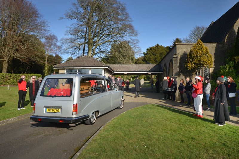 The funeral of Pat Fisher at Hastings Crematorium on February 1 2024.