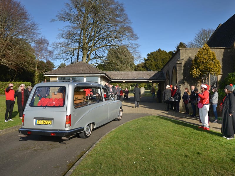 The funeral of Pat Fisher at Hastings Crematorium on February 1 2024.
