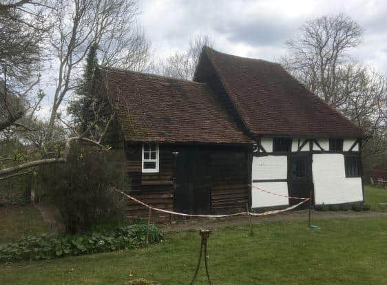 The Blue Idol Meeting House workshop with the Hovel Barn on the right
