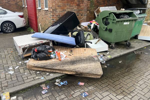 Photos from Goring Road, Worthing show a number of household items which have been dumped.