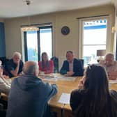 Steve Reed, Shadow Environment Secretary, with Helena Dollimore, Labour's parliamentary candidate for Hastings and Rye, meeting with residents at the White Rock Hotel