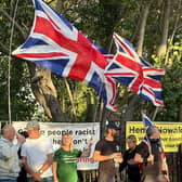 On Tuesday September 15th over a hundred protesters and counter-protesters took to the streets of Burgess Hill outside the old Firgrove Residential Home. Image: Iconic Media Group