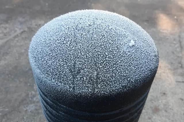 Footprints in the frost on Wednesday, January 18