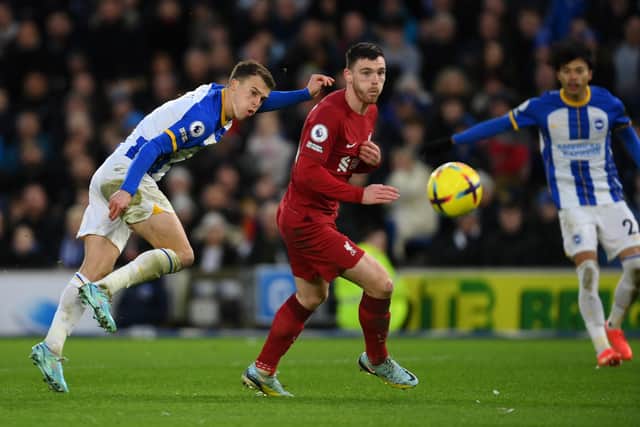 Solly March's second goal against Liverpool was a perfect example of De Zerbism. (Photo by Mike Hewitt/Getty Images)