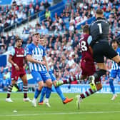 Brighton’s new goalkeeper Bart Verbruggen said he is comfortable sharing responsibility with Jason Steele after making his Premier League debut against West Ham. (Photo by Charlie Crowhurst/Getty Images)