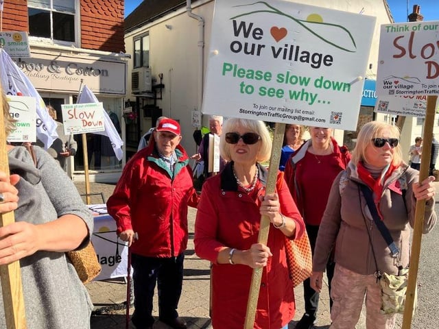 Signs declaring: 'We love our village' were put up in the High Street