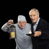 Nicholas Parsons with Eastbourne actor Graham Bink playing Scrooge (contributed pic)
