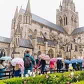 Crowds gather at Chichester Cathedral