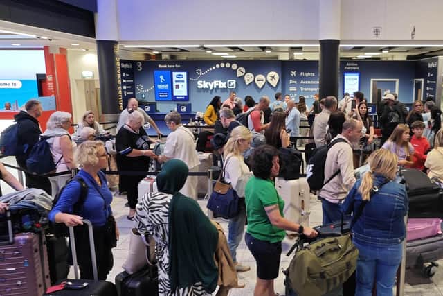 Passengers have described being left stranded, without luggage and facing hours-long delays after a technical issue with the UK's air traffic control system caused widespread disruption at Gatwick. Photo: Eddie Mitchell