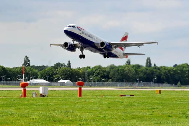 A plane takes off at London Gatwick Airport. Photo: Hollie Robards