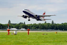 A plane takes off at London Gatwick Airport. Photo: Hollie Robards