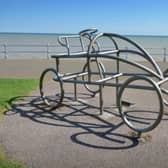 The Serpollet Sculpture, also known as the Easter Egg car, on Bexhill seafront
