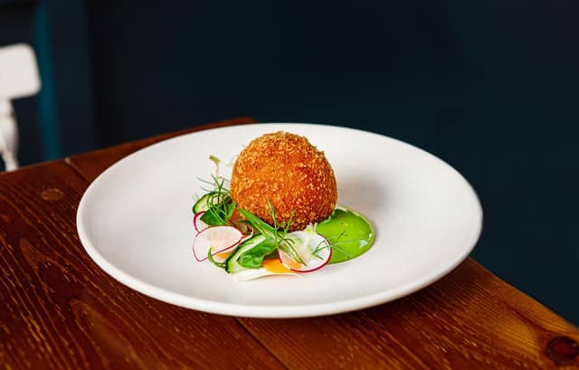 Hove Food Trail at Cin Cin: Lobster arancino and a parsley and garlic emulsion.. Served with a Limoncello Spritz.