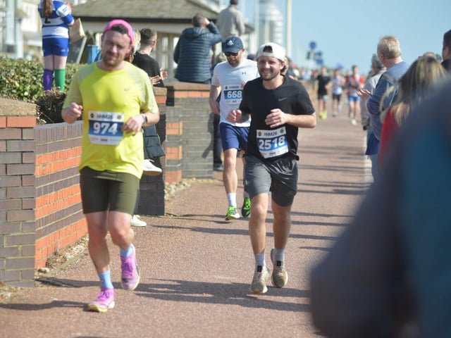 Images from the finish area at the 2026 Hastings Half Marathon