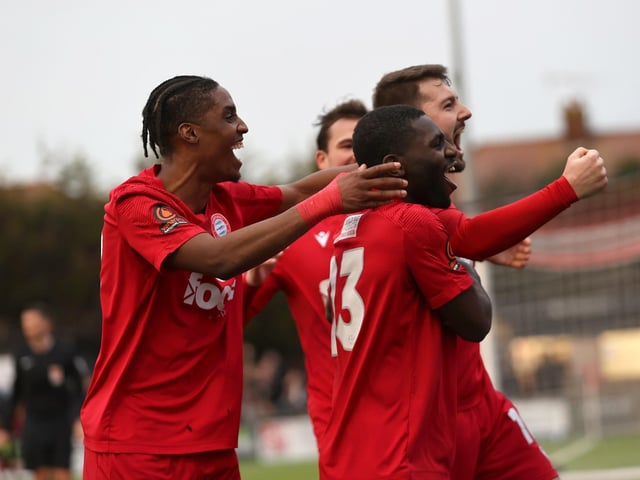 Action from Worthing's 6-4 win at home to Dover in National League South