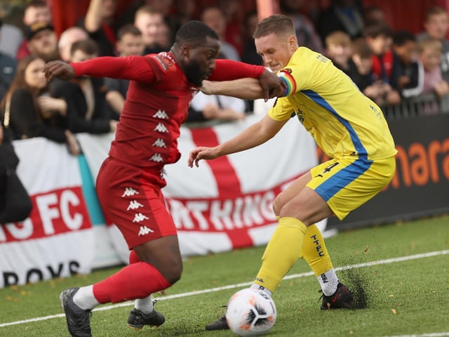 Action from Worthing FC's 1-1 draw with Taunton Town in National League South