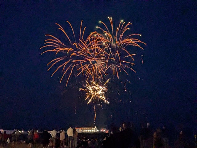 Worthing Lions Festival fireworks were launched from the end of Worthing Pier on July 27, 2024, to a crowd of hundreds on the beach and promenade