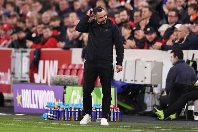 Brighton and Hove Albion head coach Roberto De Zerbi will assess his players ahead of the premier League match against Nottingham Forest